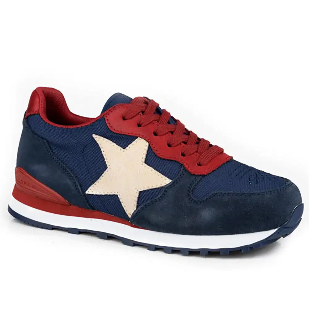 Roper Giddyup Star Jogger (Blue) - Women's Lace Up Suede Leather Sneaker