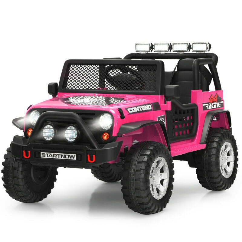 12V Kids Electric Ride On Truck with Remote Control and Operation Lever-Pink