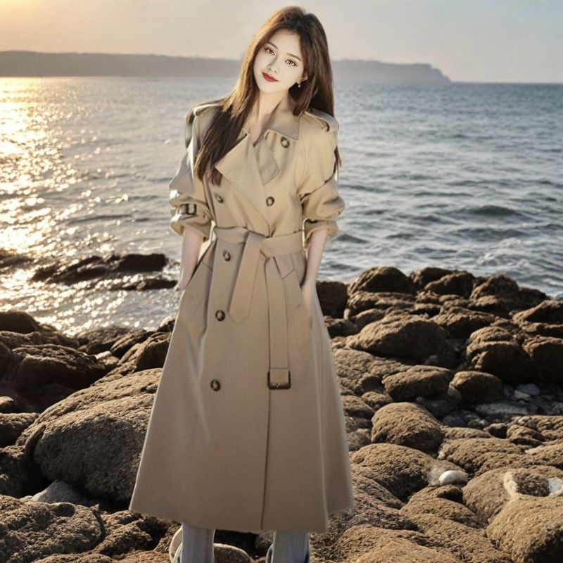 Korean-style Trench Coat For Petite Women Mid-length Jacket