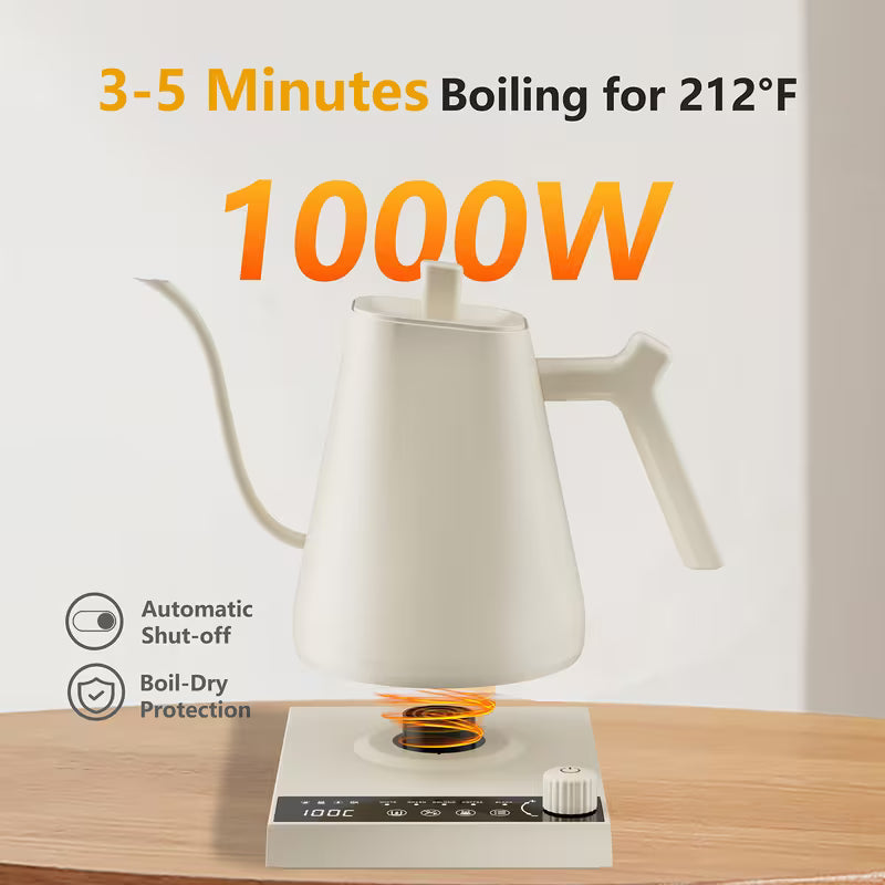 0.6-Liter Gooseneck Electric Kettle with Precision Temperature Control