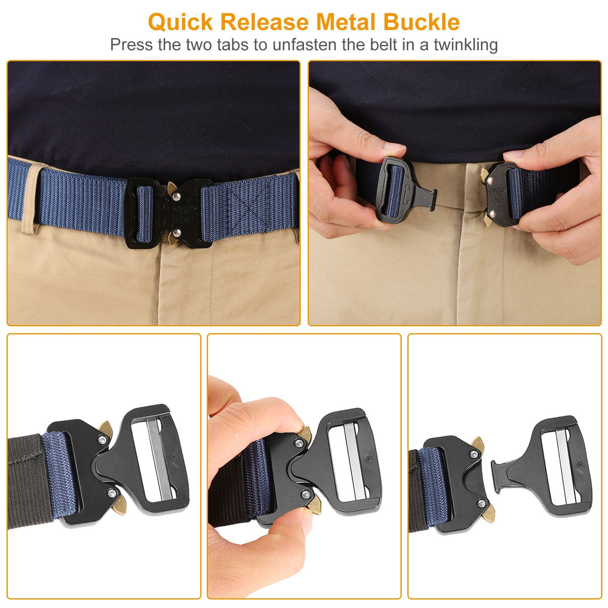 Men Military Belt Adjustable Tactical Belt Combat Waistband w/Metal Buckle Nylon Training Belt