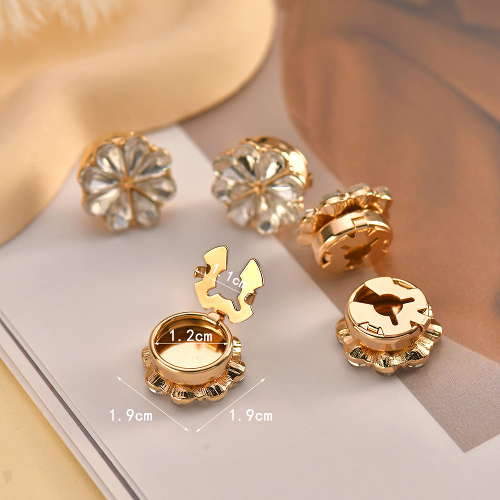 European And American Fashion Shirt Flower Rhinestone Cufflinks Lady Temperament