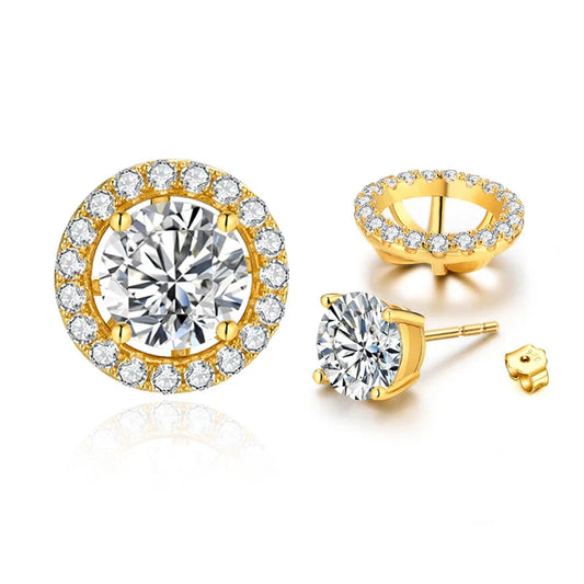 1.0 Ct Moissanite D Color Detachable Stud Earrings 925 Sterling Silver