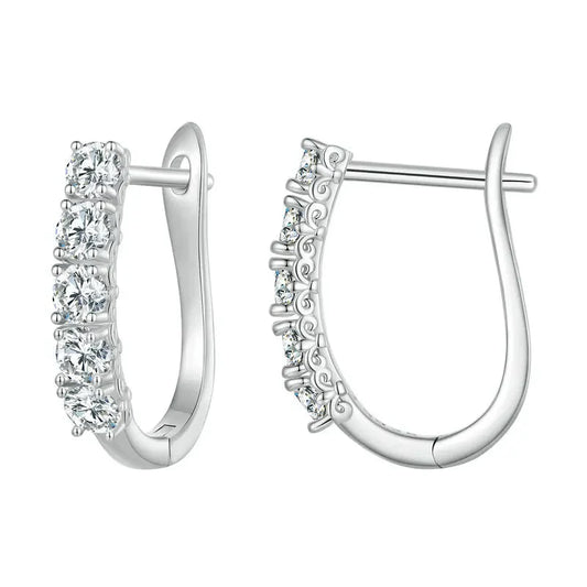 1.0CT Moissanite U-Shaped 925 Sterling Silver Hoop Earrings For Women Gift