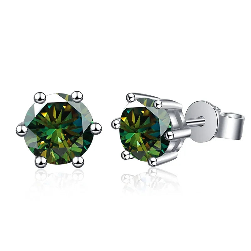 1-2 Carat D Color Moissanite Stud Earrings 925 Sterling Silver Wedding