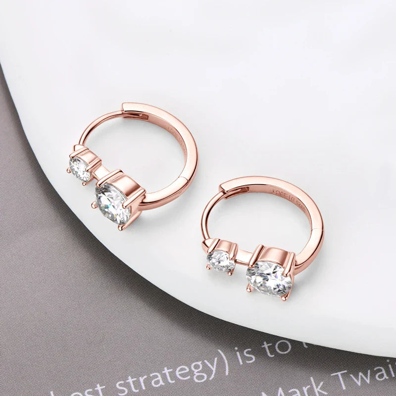 1.30ct D Moissanite Hoop Stud Earrings 925 Sterling Silver Mini Hoops Women