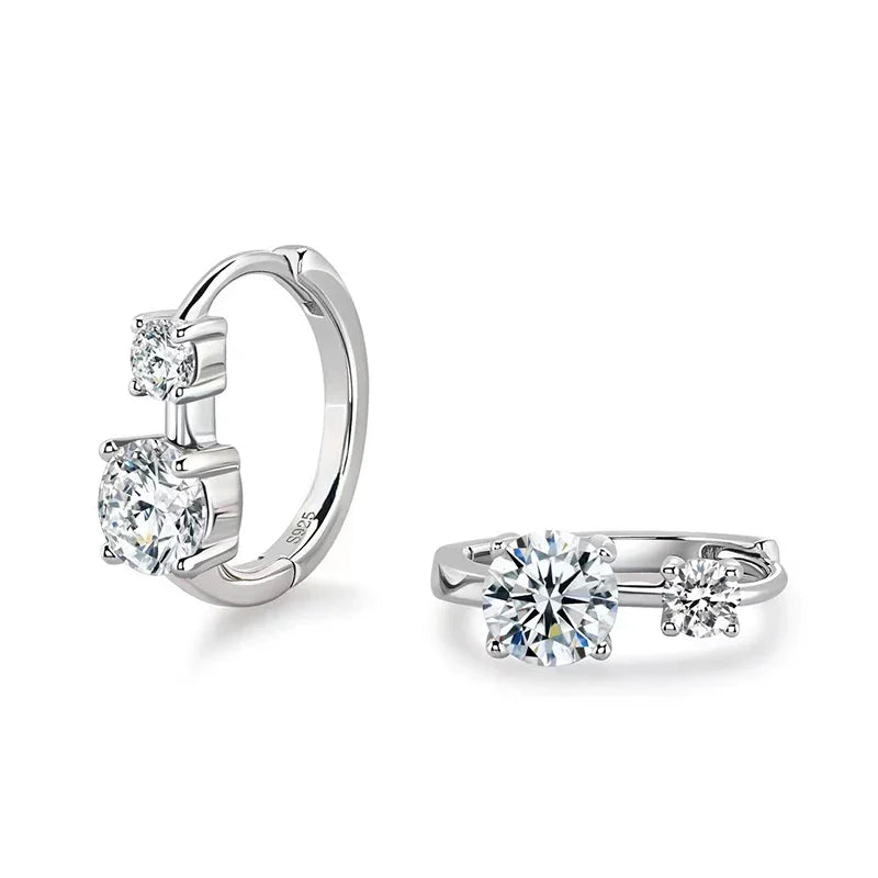 1.30ct D Moissanite Hoop Stud Earrings 925 Sterling Silver Mini Hoops Women