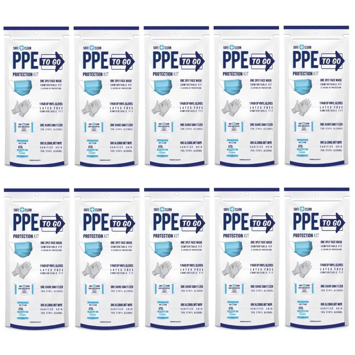 10-Pack: All-In-One Personal Protection Kit To Go