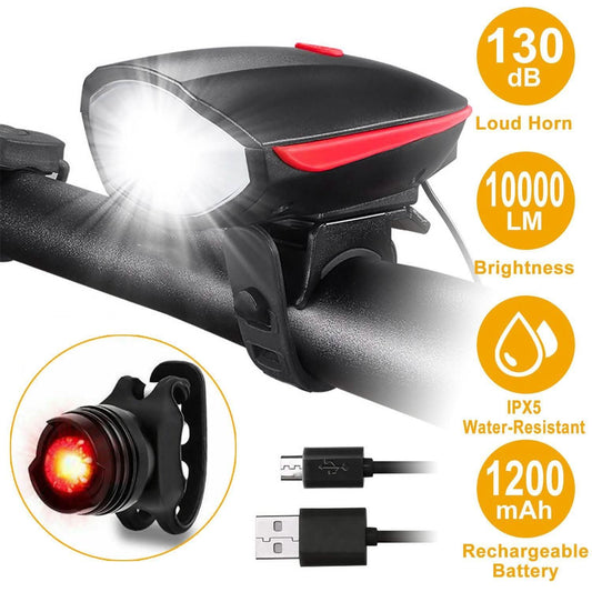 10000LM Bike Headlight USB Rechargeable