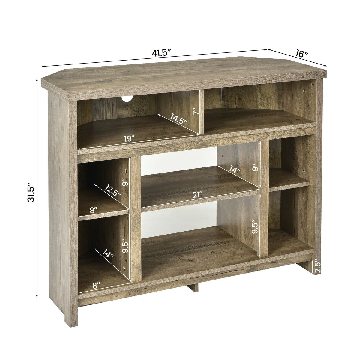 Modern Corner TV Stand with Adjustable Shelves for TVs up to 48 Inch