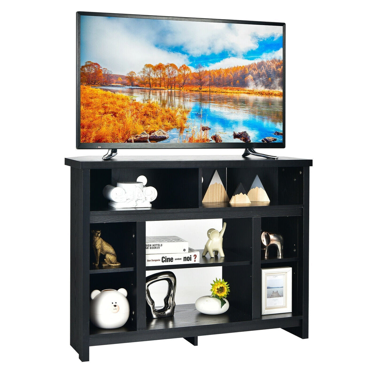Modern Corner TV Stand with Adjustable Shelves for TVs up to 48 Inch