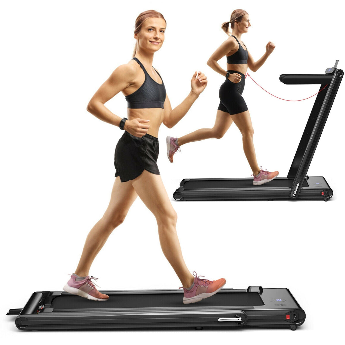 2-in-1 Folding Treadmill with Dual LED Display