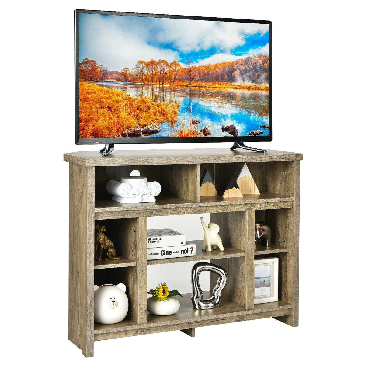 Modern Corner TV Stand with Adjustable Shelves for TVs up to 48 Inch