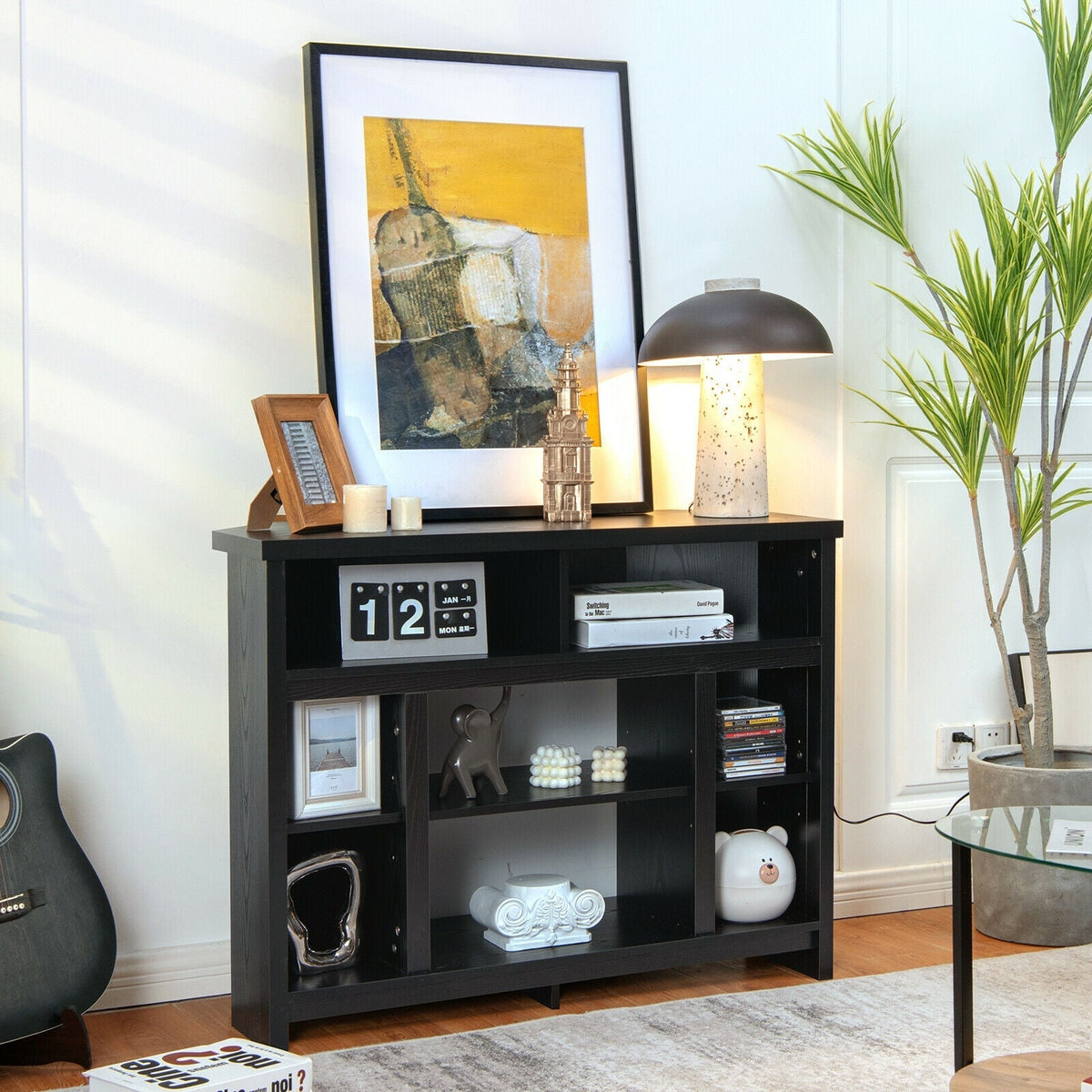 Modern Corner TV Stand with Adjustable Shelves for TVs up to 48 Inch