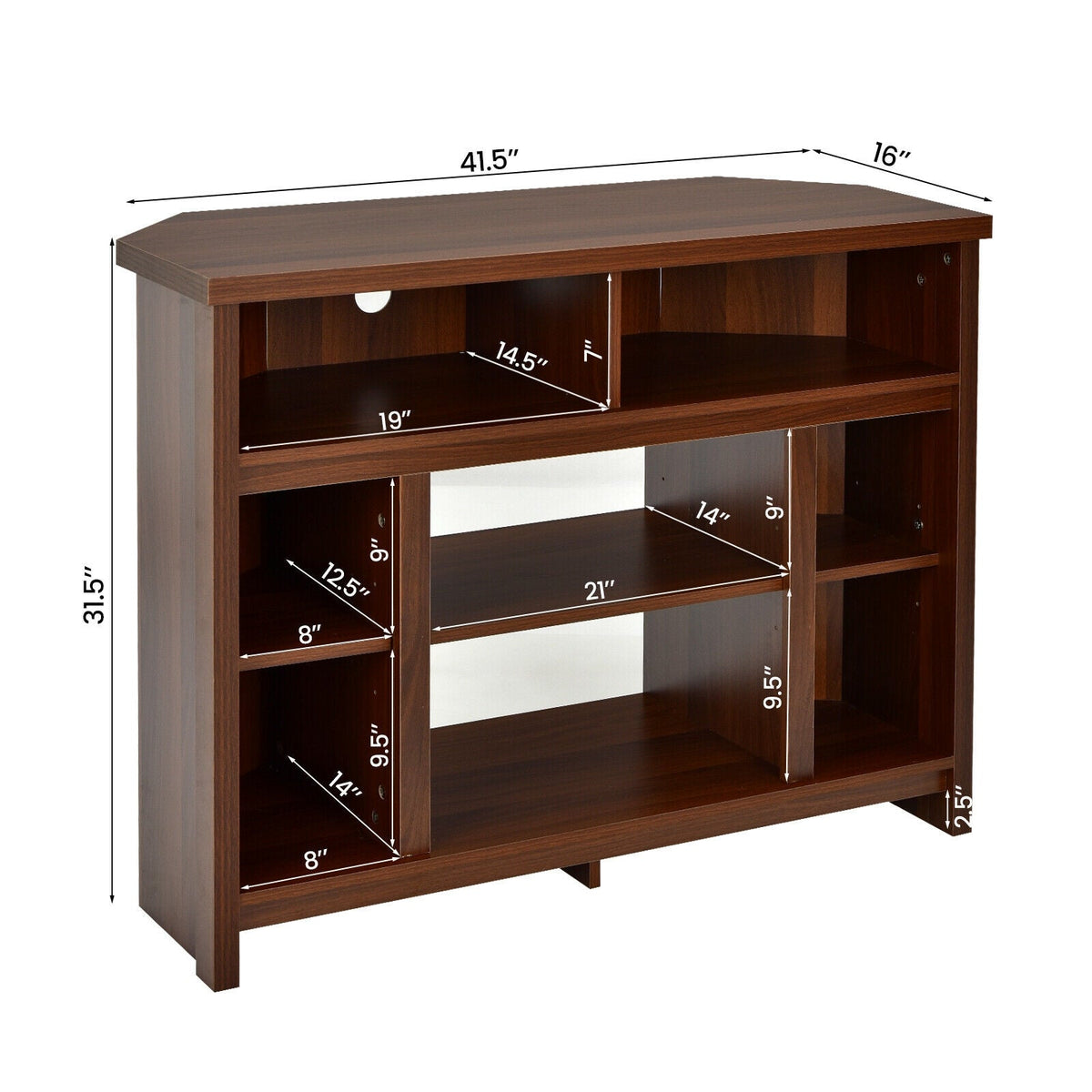 Modern Corner TV Stand with Adjustable Shelves for TVs up to 48 Inch