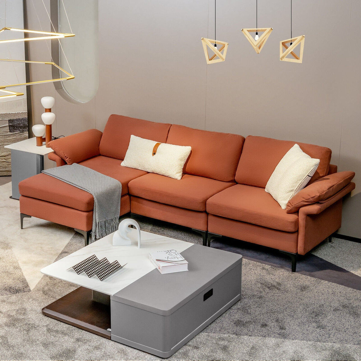 Extra Large Modular L-shaped Sectional Sofa with Reversible Chaise for 4-5 People