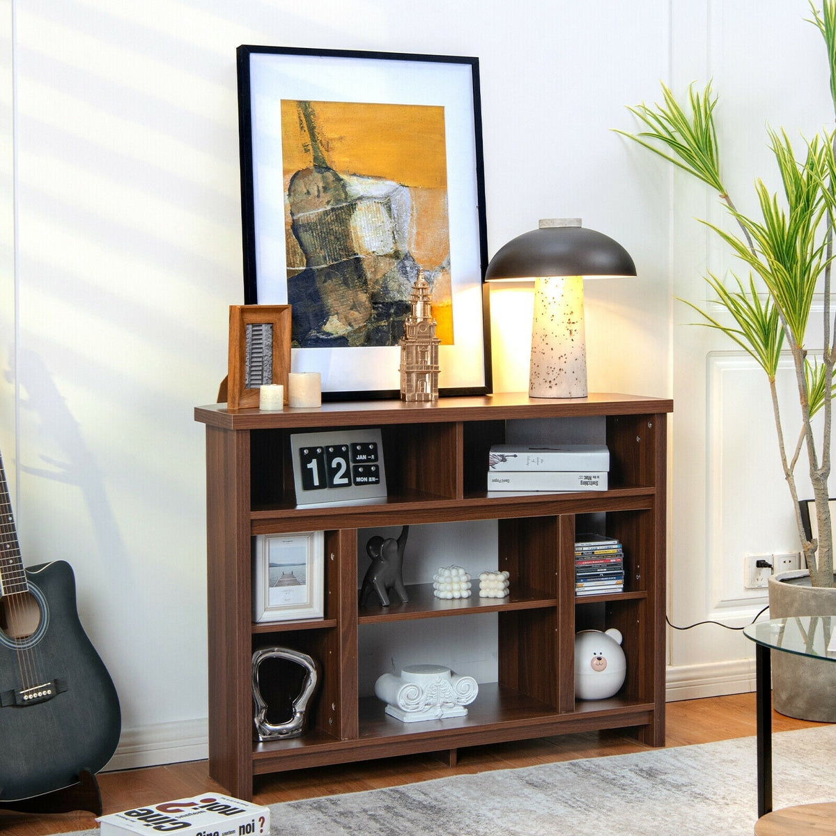 Modern Corner TV Stand with Adjustable Shelves for TVs up to 48 Inch
