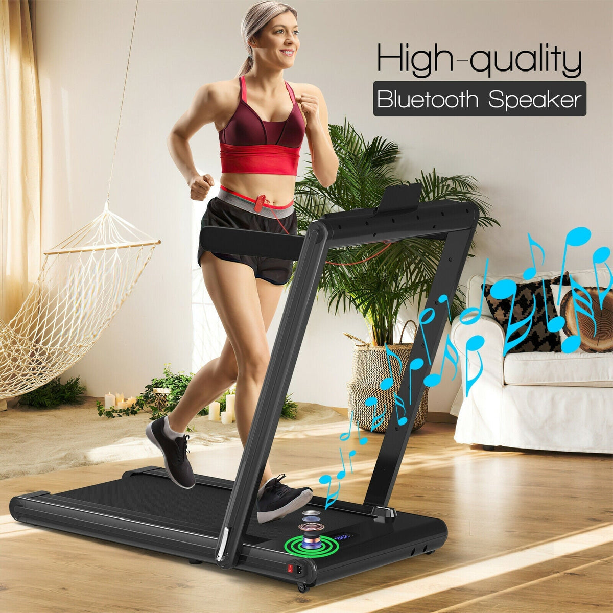 2-in-1 Folding Treadmill with Dual LED Display