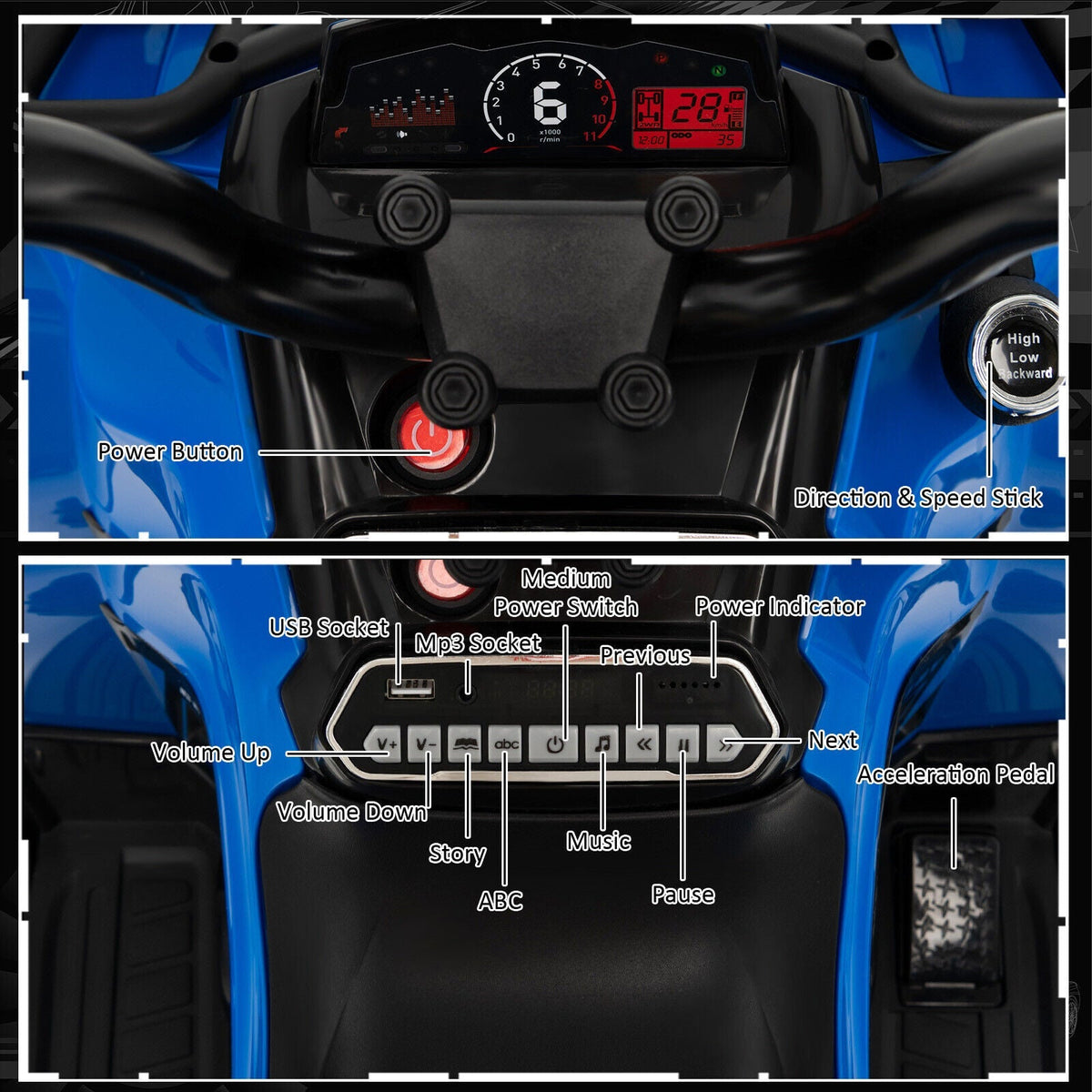 12V Kids Ride On ATV 4 Wheeler with MP3 and Headlights