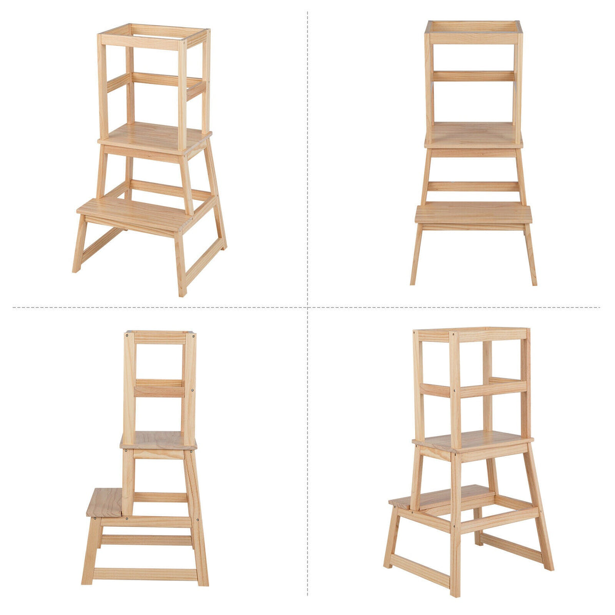 2-in-1 Multifunctional Toddler Step Stool with Safety Rail