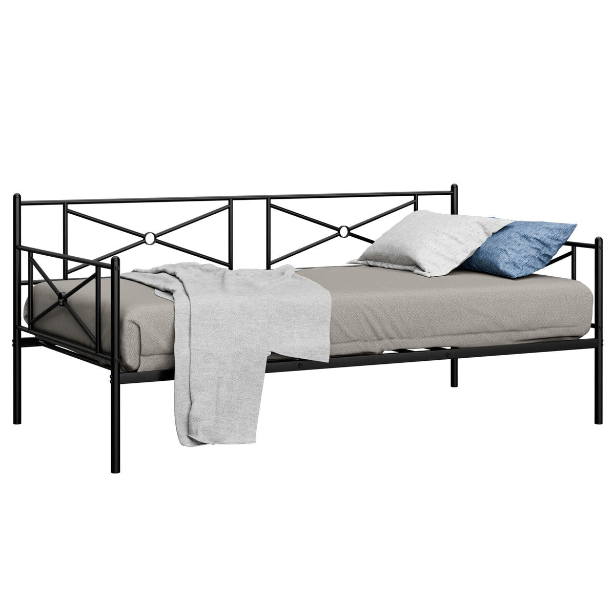 Metal Daybed Twin Bed Frame Stable Steel Slats Sofa Bed