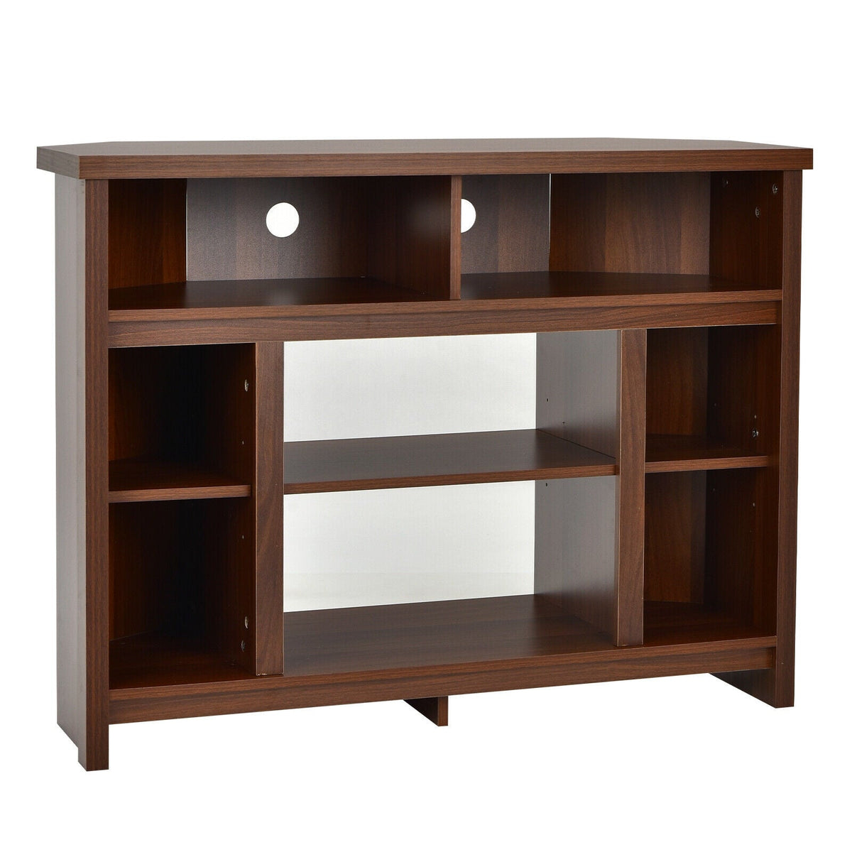 Modern Corner TV Stand with Adjustable Shelves for TVs up to 48 Inch