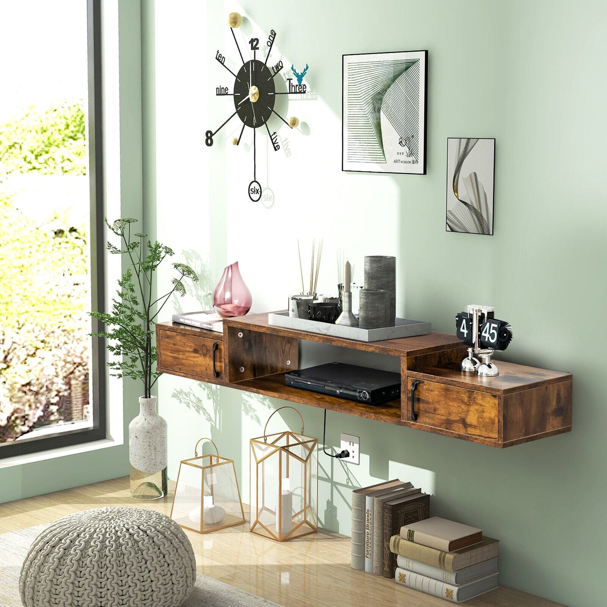 55 Inches Floating TV Stand with Power Outlet