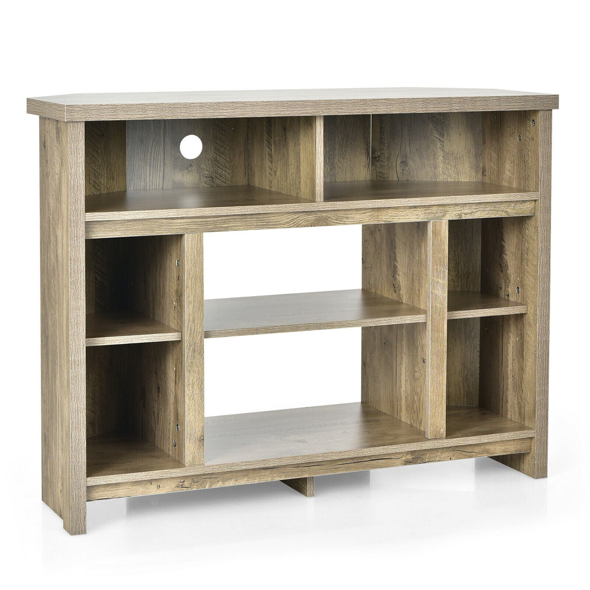 Modern Corner TV Stand with Adjustable Shelves for TVs up to 48 Inch