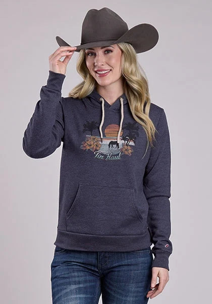 Tin Haul Hawaiian Sunset (Navy) - Women's Hoodie Sweatshirt