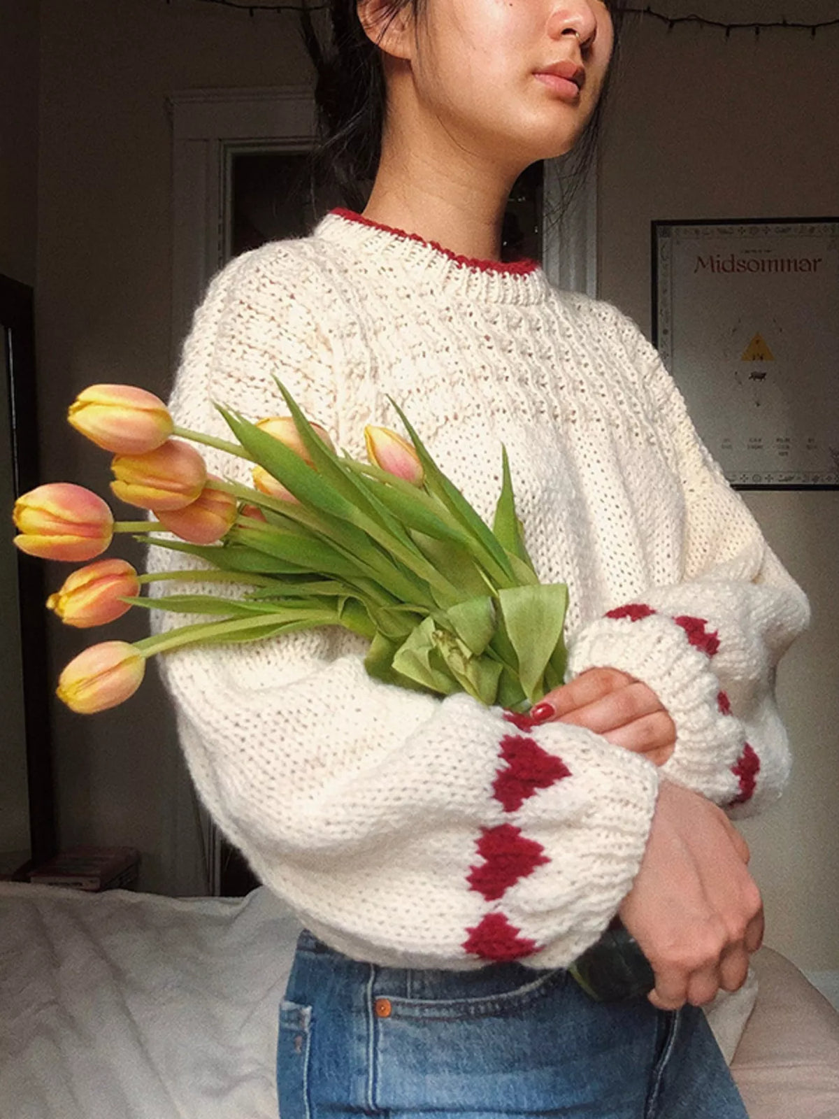 Contrast Trim Round Neck Sweater