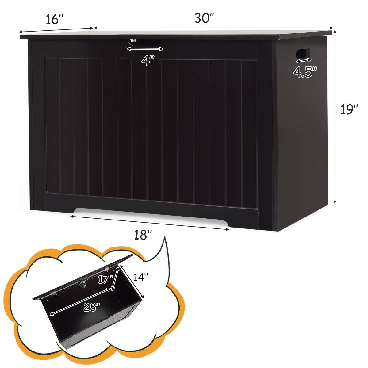 Wooden Toy Box Kids Storage Chest Bench