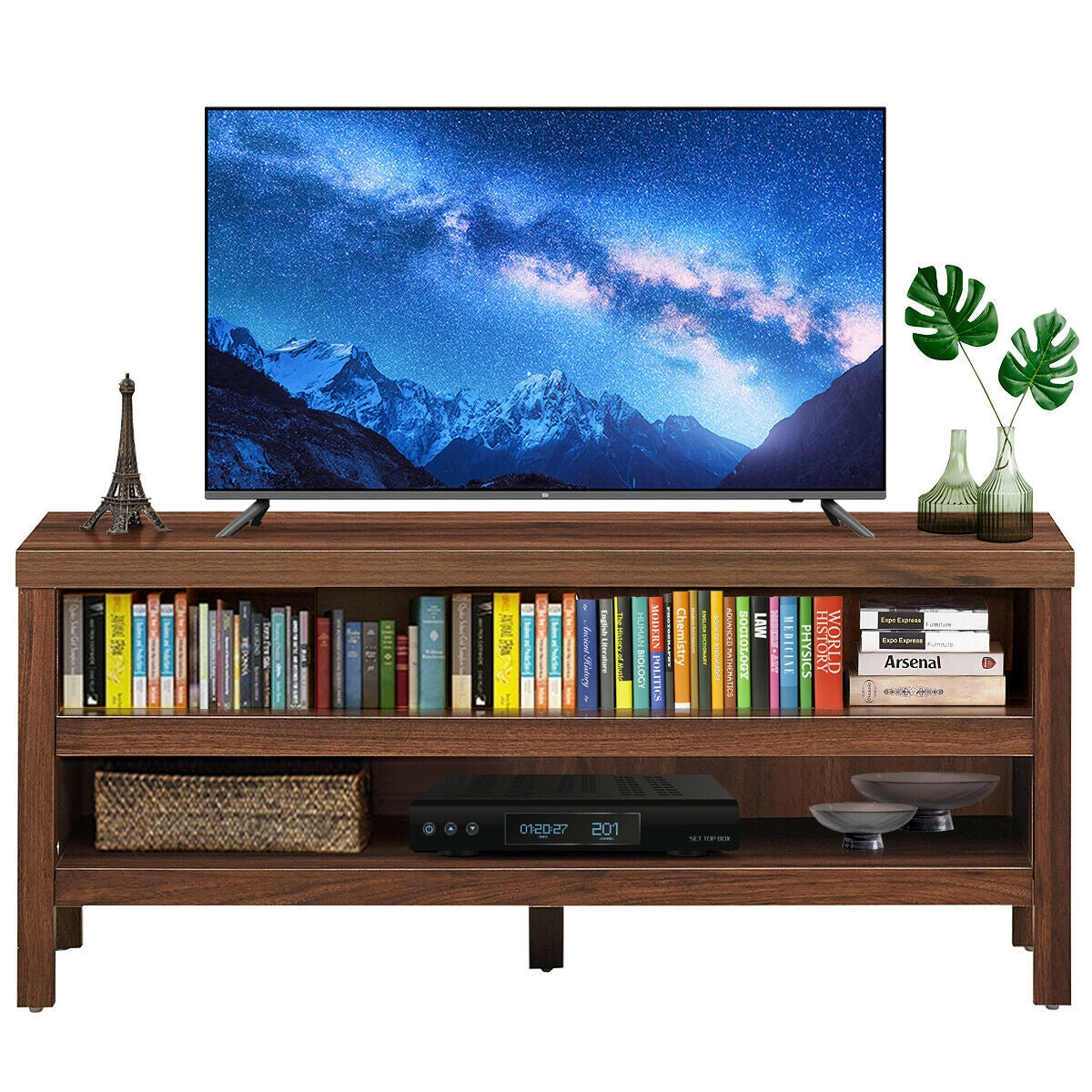 3-Tier TV Stand Console Cabinet for TV's up to 45 Inch with Storage Shelves