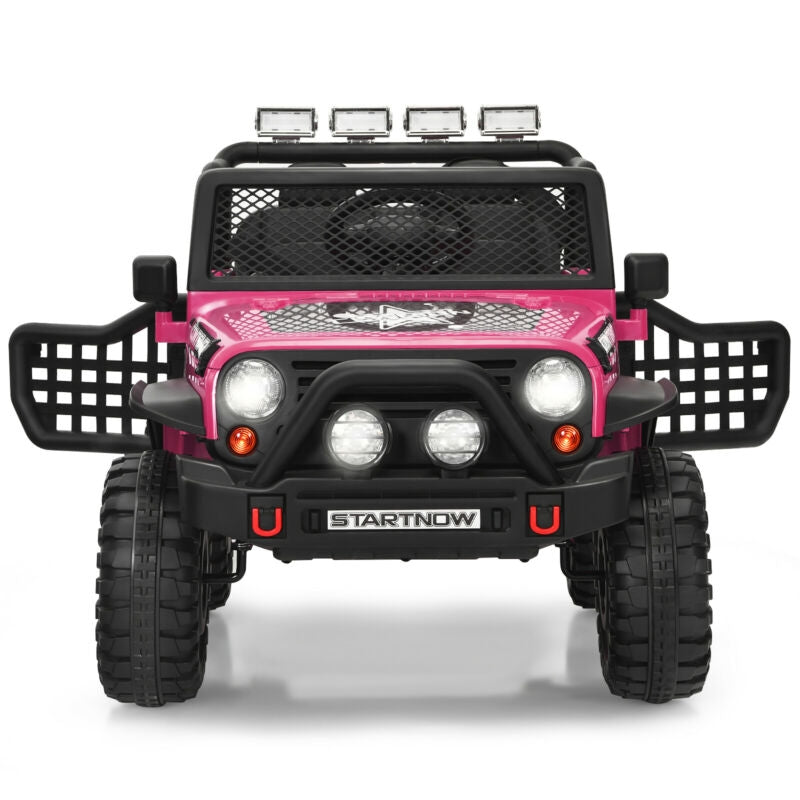 12V Kids Electric Ride On Truck with Remote Control and Operation Lever-Pink