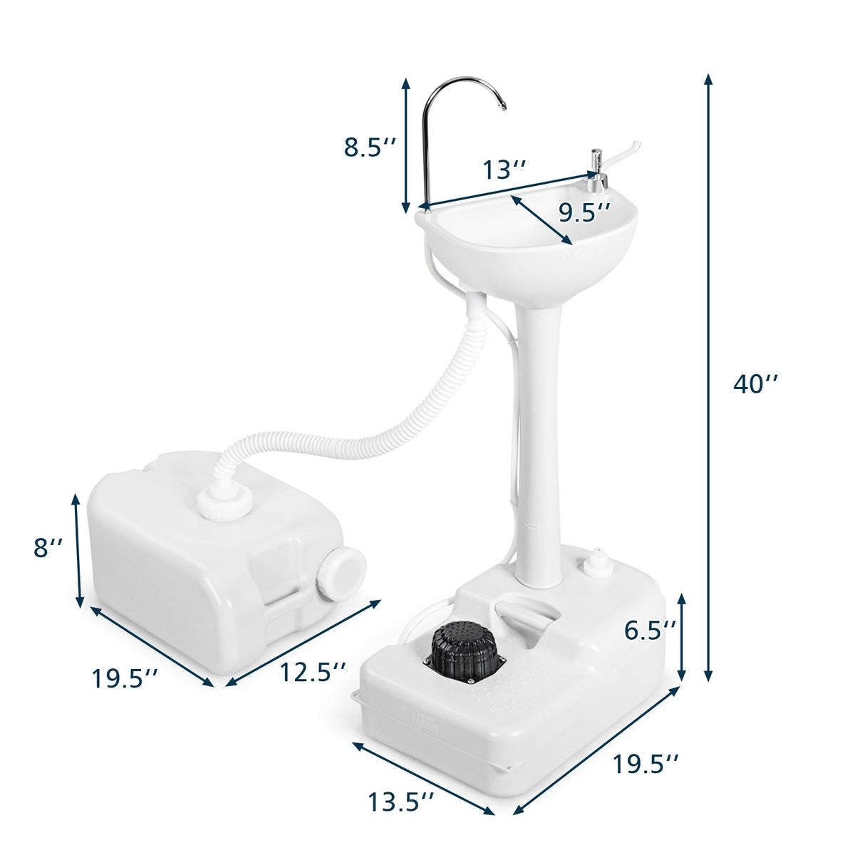Soporte para lavabo de mano para camping con depósito de 4,5 galones