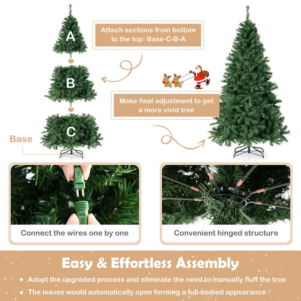 7 Feet Christmas Tree Pre-Lit 3-Minute Quick Shape