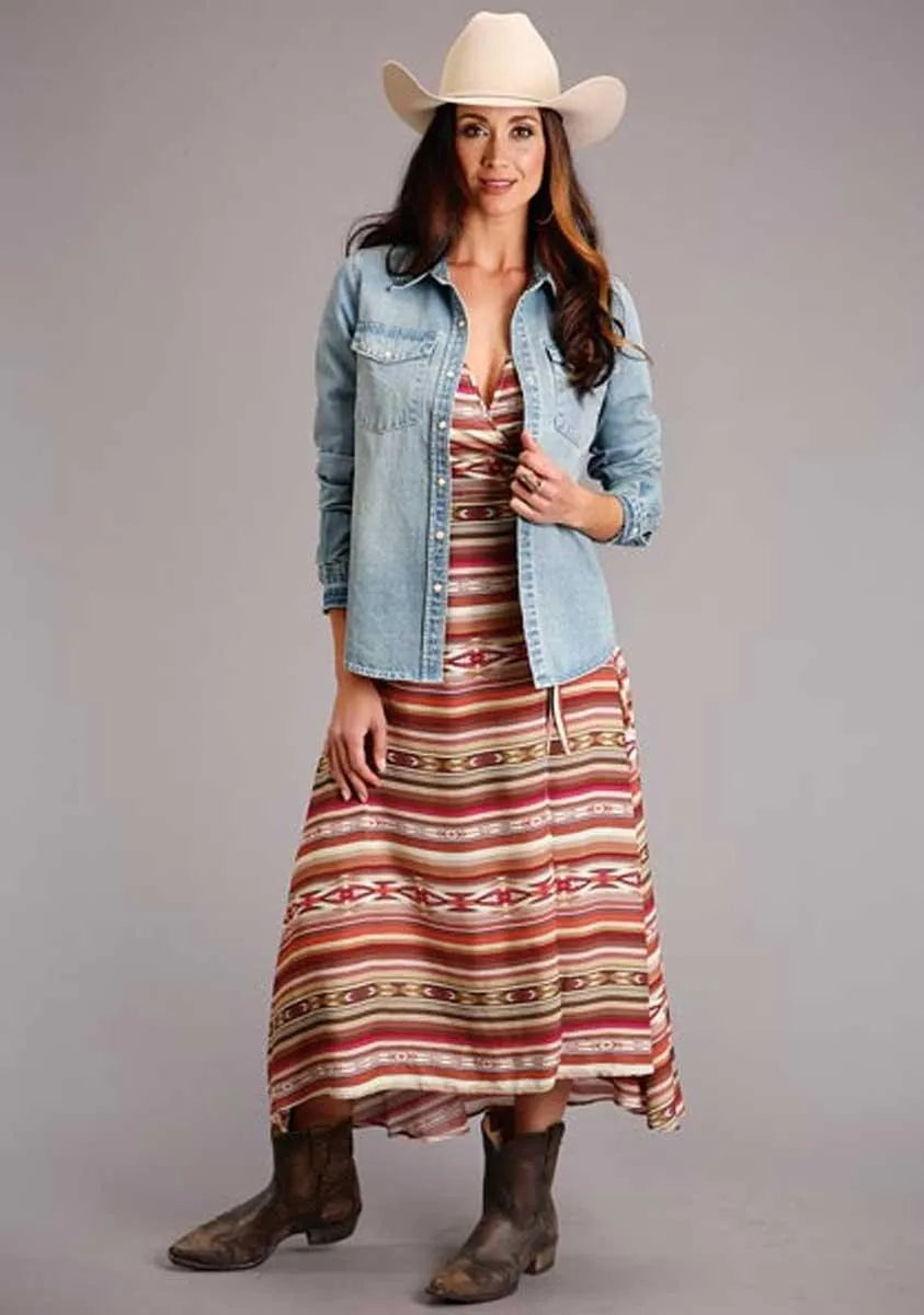 Stetson Sunset Serape Aztec Print - Women's Long Dress