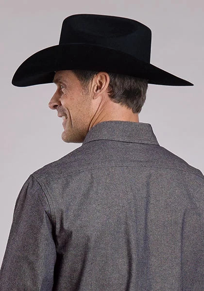Stetson Chambray Button Front (Navy) - Men's Western Shirt
