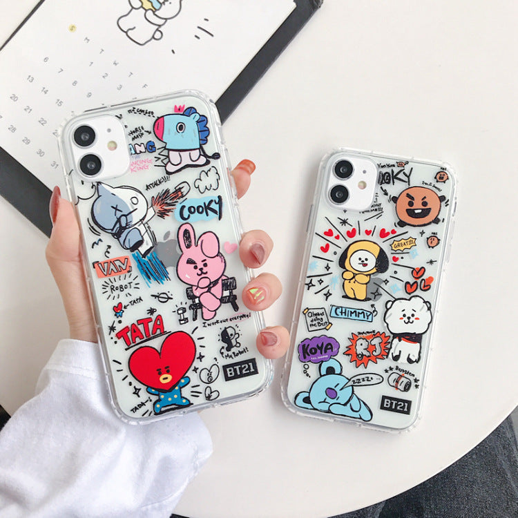 Cartoon bear and rabbit mobile phone case