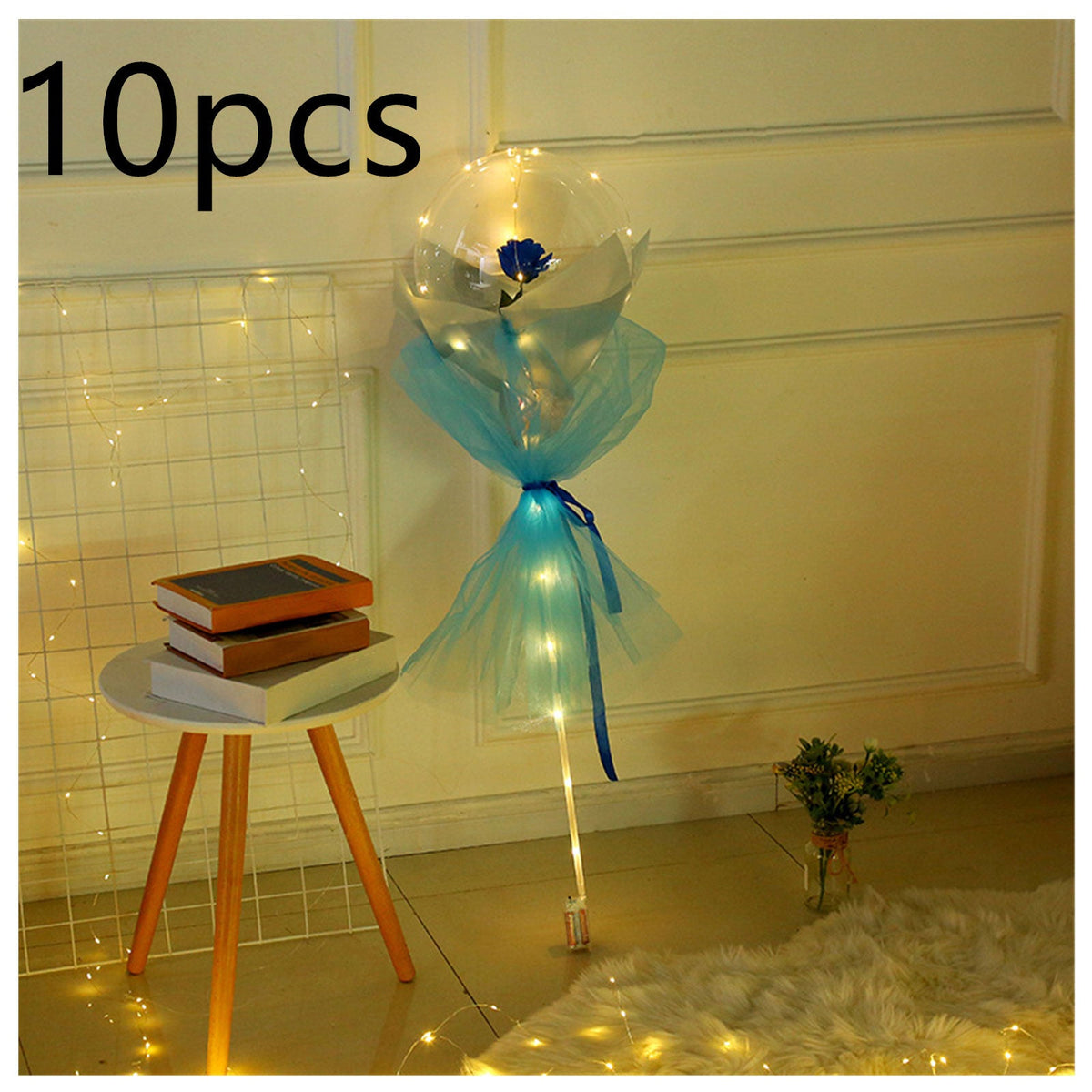Ramo de Rosas de Globos Luminosos LED Rosa Bola Bobo Transparente