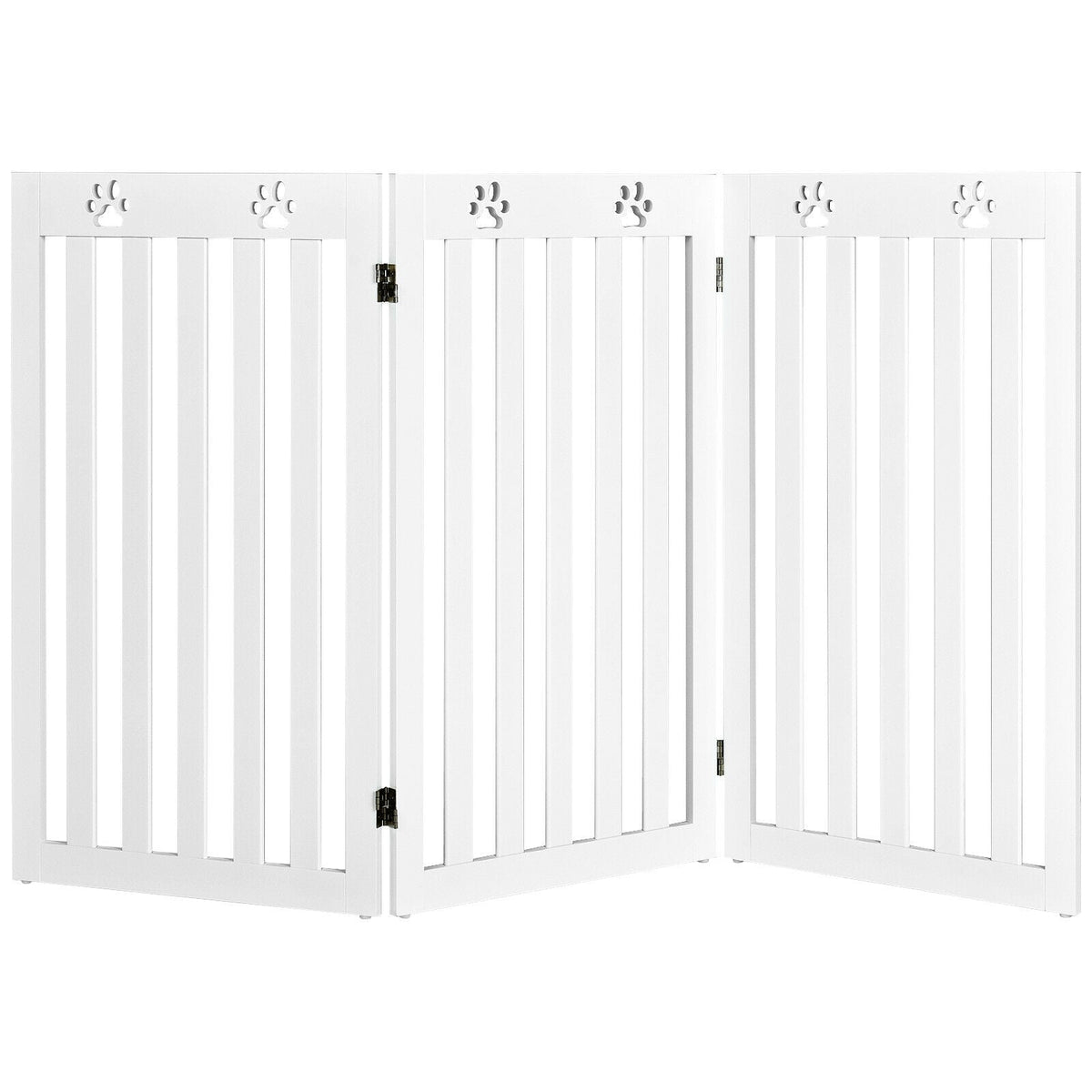 36 Inch Folding Wooden Freestanding Pet Gate Dog Gate with 360° Flexible Hinge