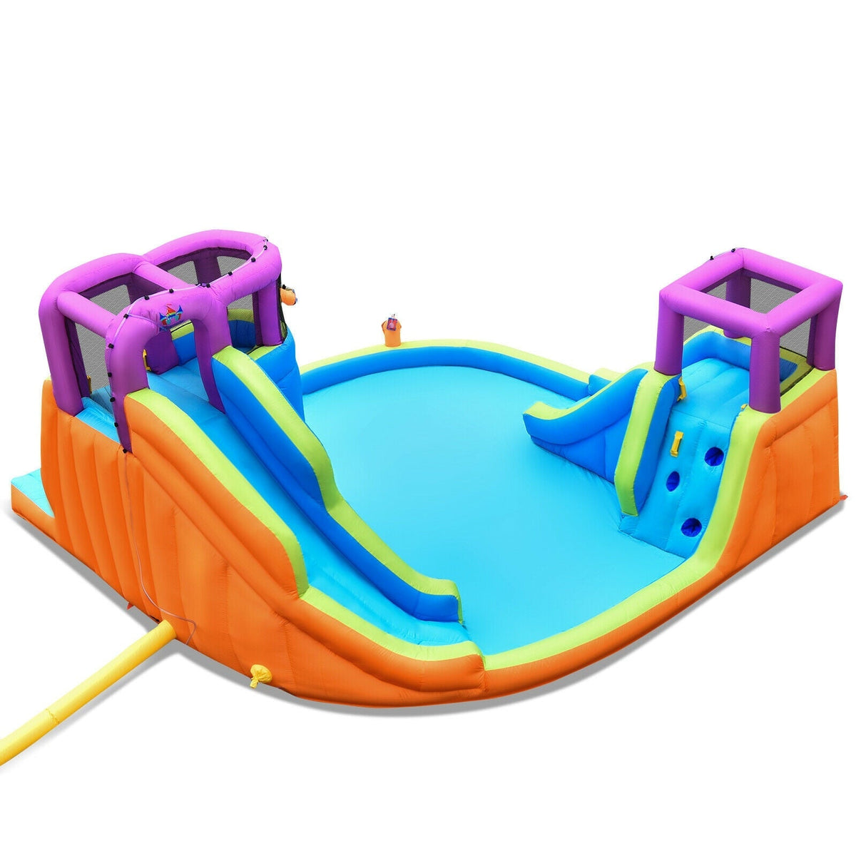 Tobogán de agua inflable 6 en 1 con casa de rebote, sin soplador