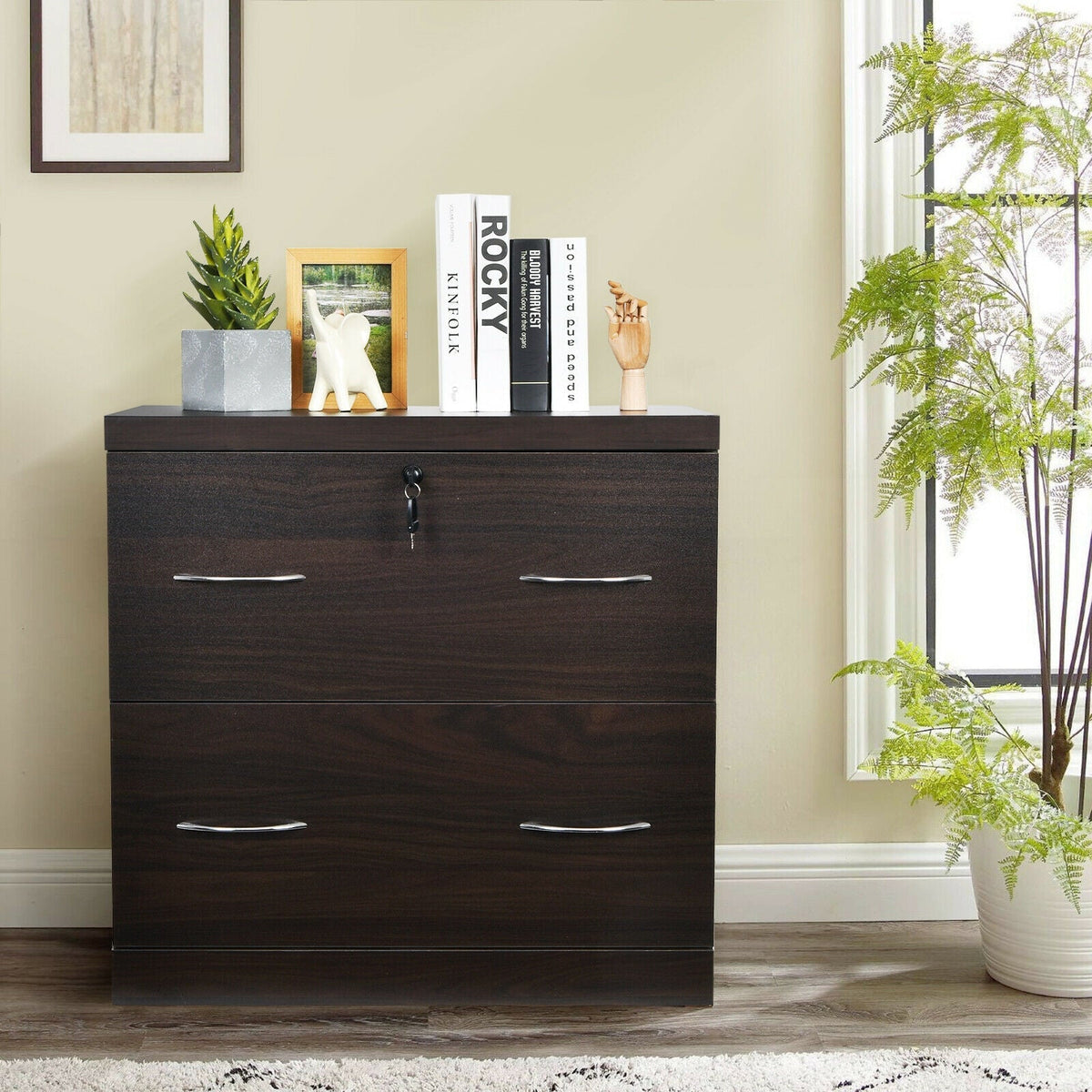 2-Drawer File Cabinet with Lock Hinging Bar Letter and Legal Size