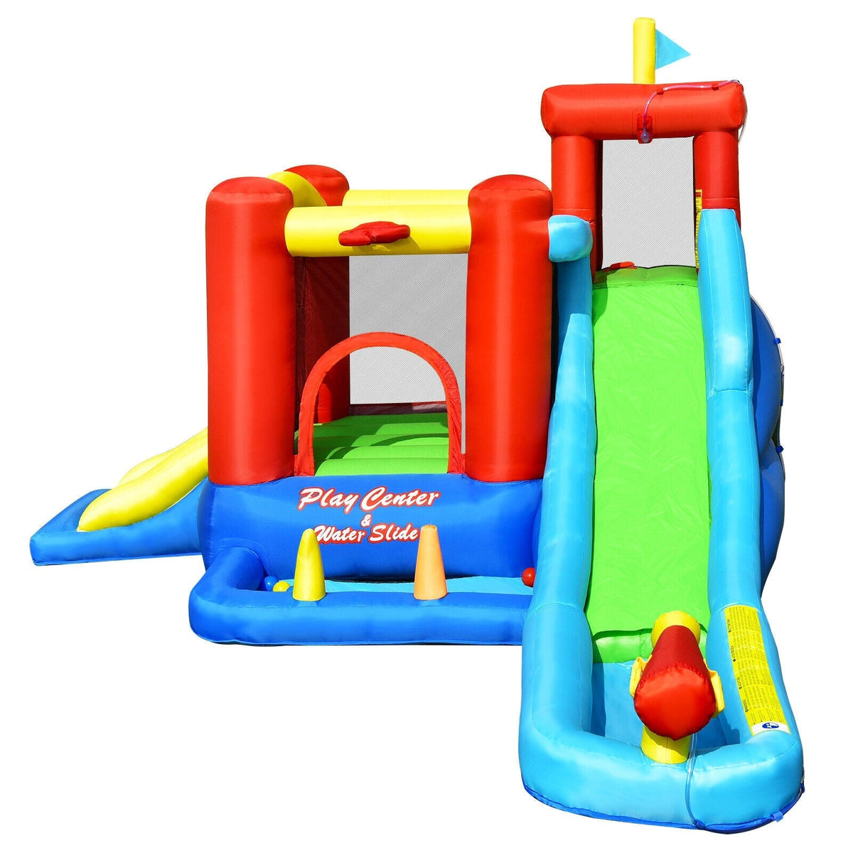 Castillo Hinchable Acuático Infantil 9 en 1 con Tobogán y Soplador de 860W
