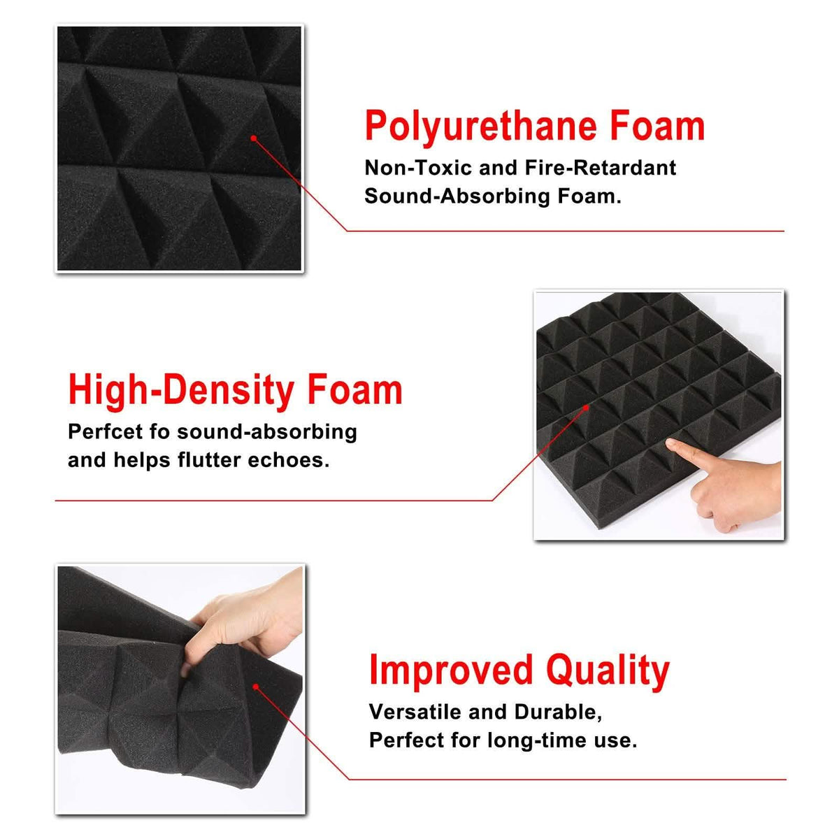 12-Pack: Sound Absorbing Foam for Recording Studio