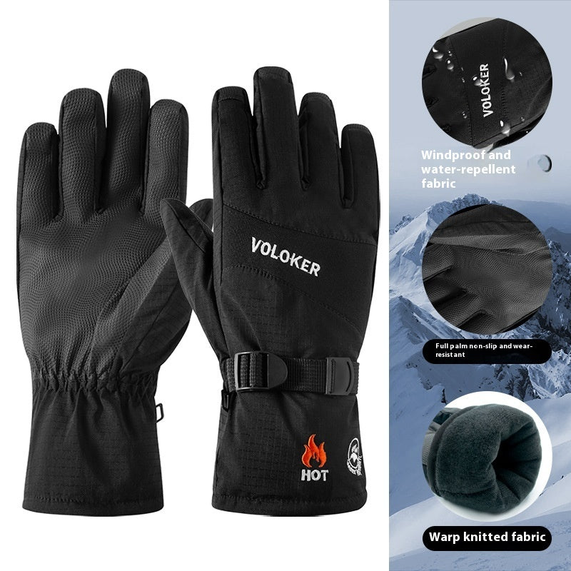 Warm With Velvet Windproof Waterproof Five Finger Touch Screen Gloves