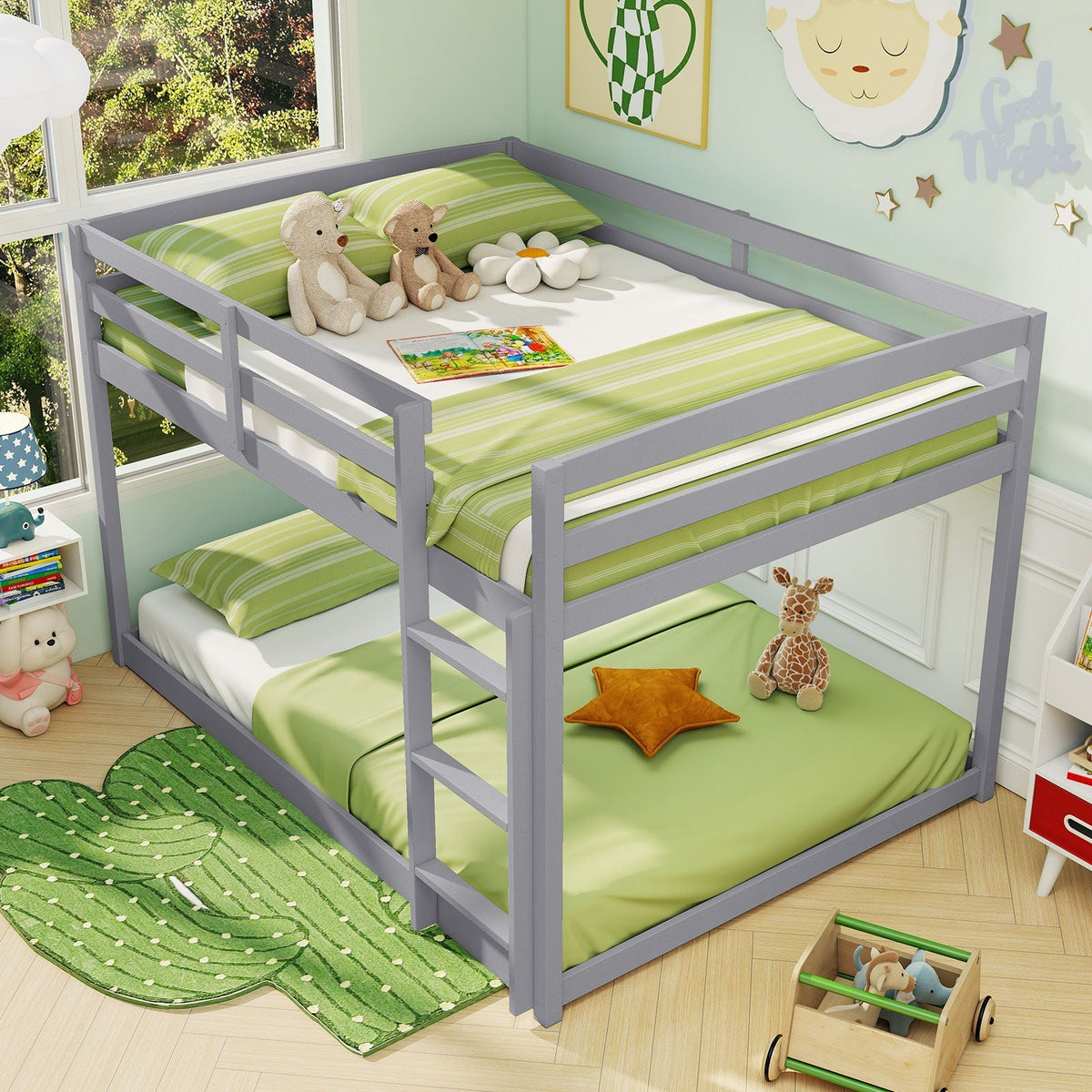 Full Over Full Bunk Bed Low-to-ground Bunk Bed