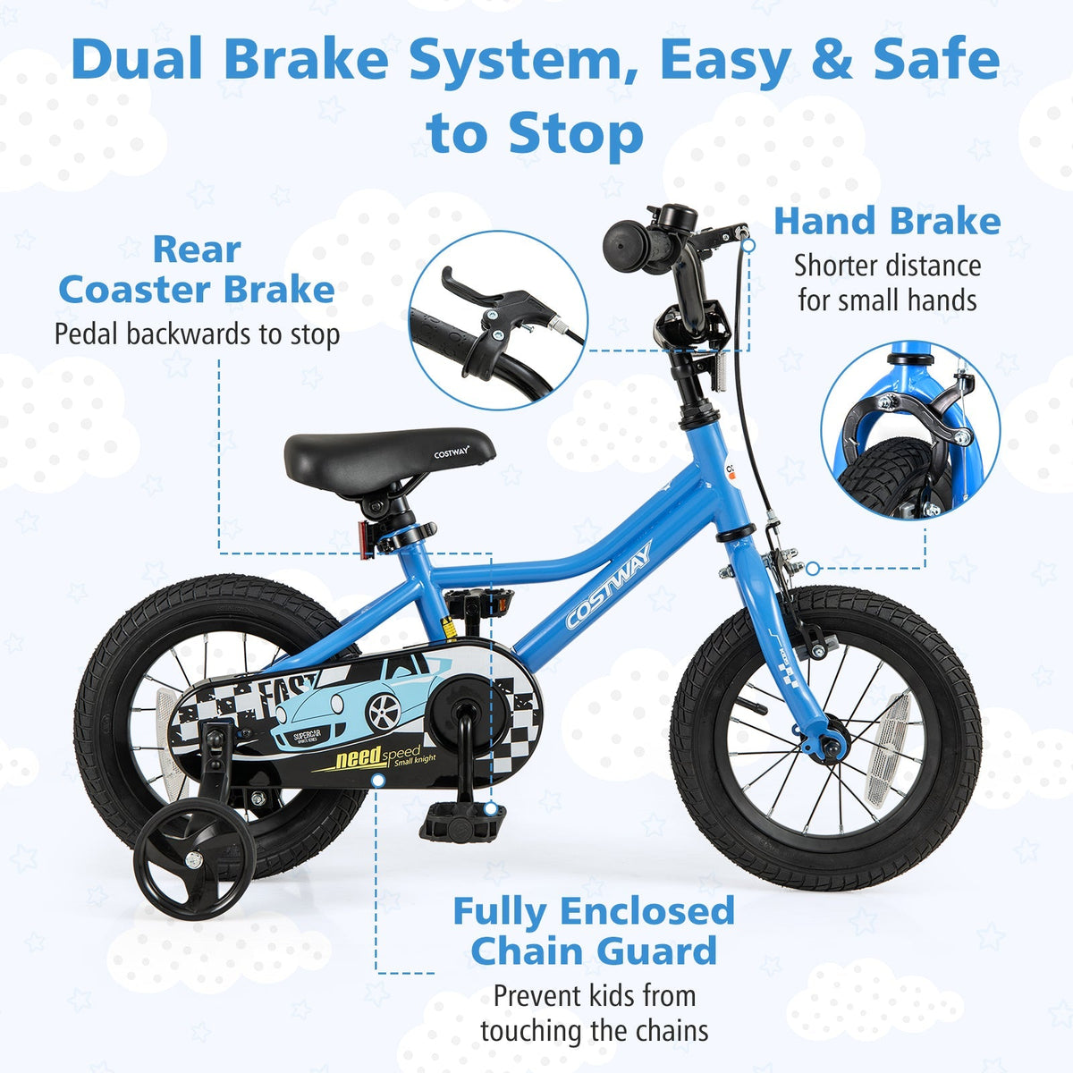 14 Inch Kids Bike with Removable Training Wheels for Aged 3-5 Years Old