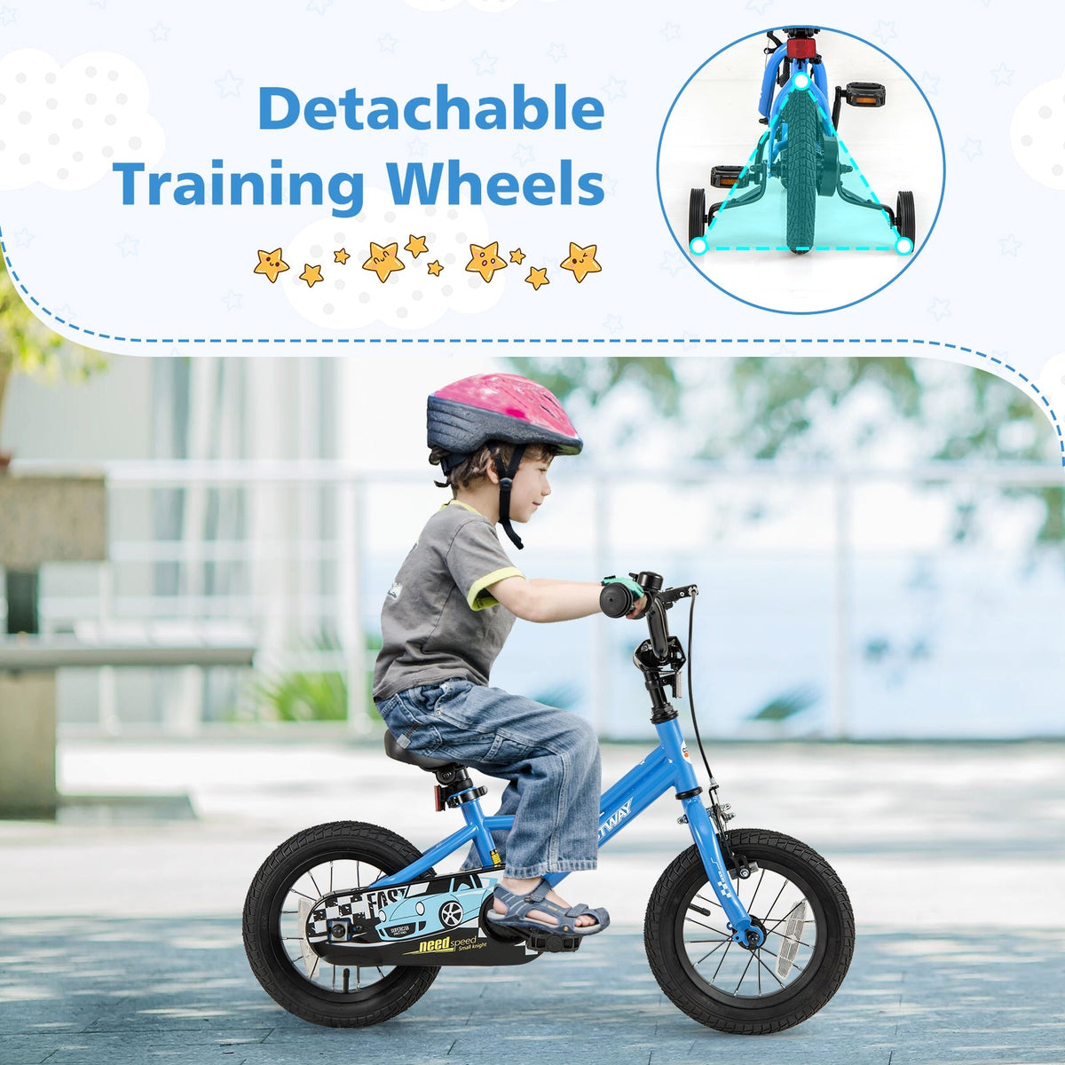 14 Inch Kids Bike with Removable Training Wheels for Aged 3-5 Years Old