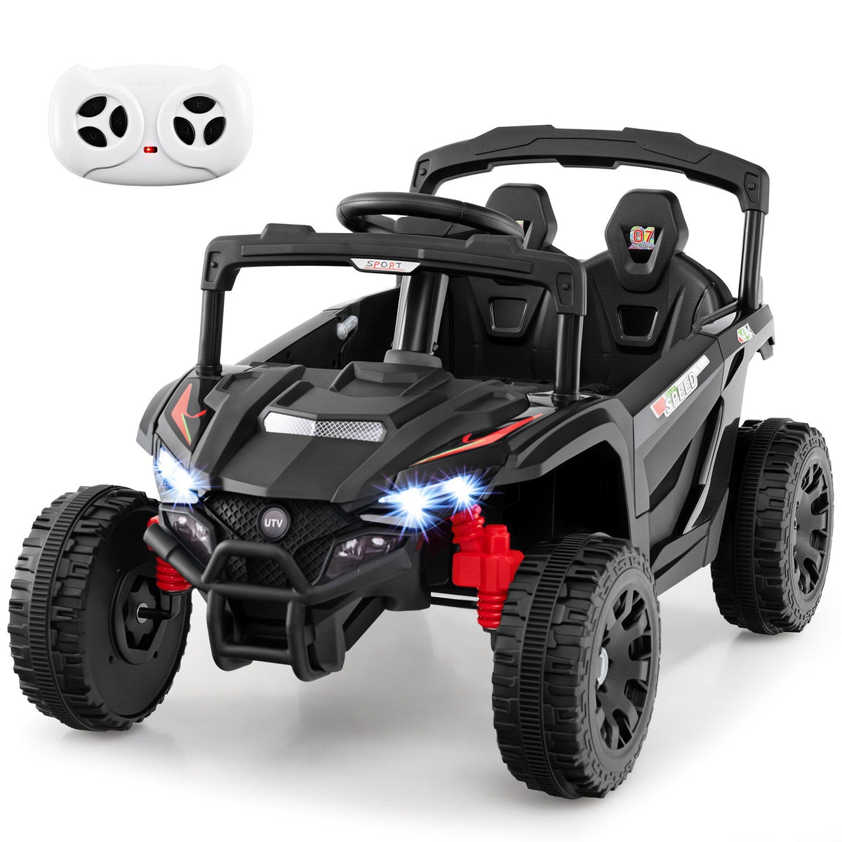 12V Kids Ride On Car UTV Electric Vehicle with LED Lights Music and Horn