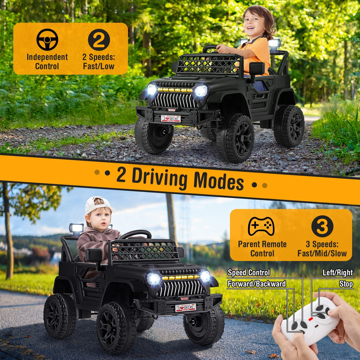 12V Kids Ride on Truck Car with Parental Remote and Music Player